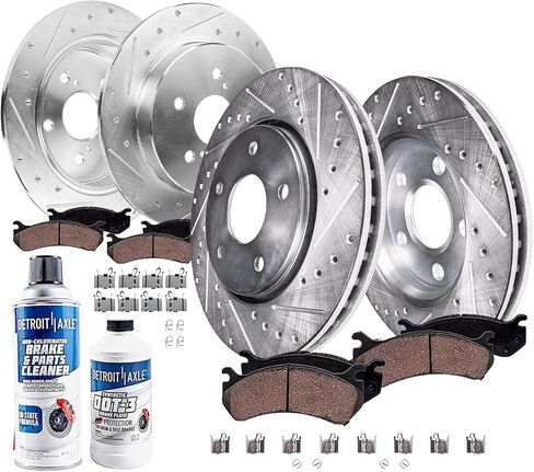 Detroit Axle - مجموعة الفرامل لتويوتا 12-17 بريوس الخامس ، 10.83 "بوصة الأمامية و 11.42" بوصة خلفية محفورة بالقرص محفورة بانش in Saudi Arabia