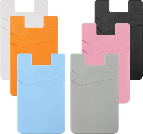 3 PCS Card Holder for Back of Phone, Stick on Phone Wallet, Silicone Back of Phone Card Holder, Double Pocket Phone Credit Card Holder, Compatible with iPhone Android Samsung Galaxy in Kuwait