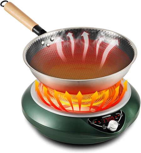 WOK Induction Cooktop 1700W (85V ~ 120V) ، حتى وأسرع وأسرع تحريض على الحث مع تحكم في Temprature ، وقوع توقيت 18 ساعة ، و 16 ساعة ، و 16 طاقة مقعرة ، in Kuwait