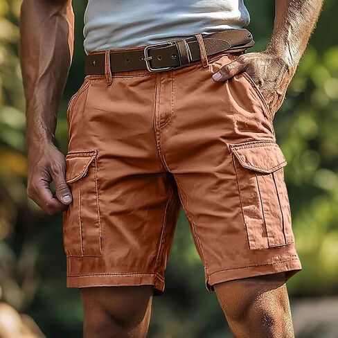 Men Cotton Linen Shorts Hiking Tactical Cargo Short Lightweight Multi Pockets Casual Golf Outdoor Work Pant Big & Tall in Saudi Arabia