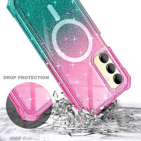 بالنسبة لحالة الهاتف Samsung Galaxy A36 5G ، فإن الحالة المغناطيسية [متوافقة مع MAG-SAFE] [10 أقدام من الدرجة العسكرية التي تم اختبارها] علبة الواقية الواقية المقاومة للصدمات (Glitter Pink/Aqua) in Kuwait