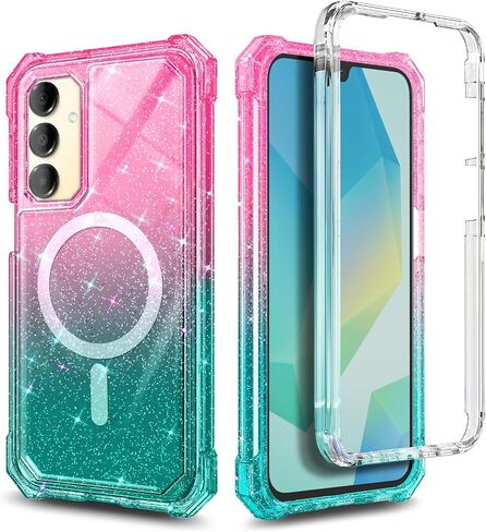 بالنسبة لحالة الهاتف Samsung Galaxy A36 5G ، فإن الحالة المغناطيسية [متوافقة مع MAG-SAFE] [10 أقدام من الدرجة العسكرية التي تم اختبارها] علبة الواقية الواقية المقاومة للصدمات (Glitter Pink/Aqua) in Kuwait