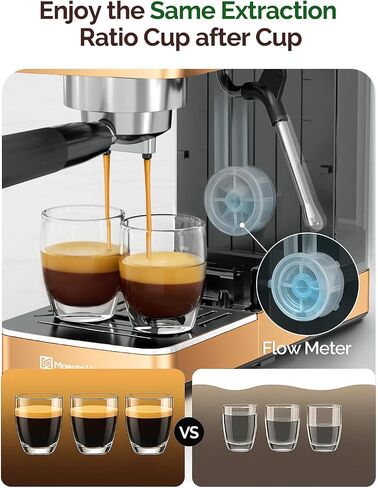 Maestri House Espresso Machines ، 20 Bar Ulka Pump ، صانع الإسبريسو المدمج المدمج في الحليب البخاري المدمج ، آلة قهوة من الفولاذ المقاوم للصدأ للكابتشينو ، لاتيه ، فضية in Kuwait