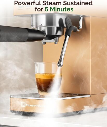 Maestri House Espresso Machines ، 20 Bar Ulka Pump ، صانع الإسبريسو المدمج المدمج في الحليب البخاري المدمج ، آلة قهوة من الفولاذ المقاوم للصدأ للكابتشينو ، لاتيه ، فضية in Kuwait