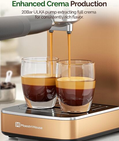 Maestri House Espresso Machines ، 20 Bar Ulka Pump ، صانع الإسبريسو المدمج المدمج في الحليب البخاري المدمج ، آلة قهوة من الفولاذ المقاوم للصدأ للكابتشينو ، لاتيه ، فضية in Kuwait