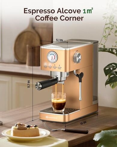 Maestri House Espresso Machines ، 20 Bar Ulka Pump ، صانع الإسبريسو المدمج المدمج في الحليب البخاري المدمج ، آلة قهوة من الفولاذ المقاوم للصدأ للكابتشينو ، لاتيه ، فضية in Kuwait
