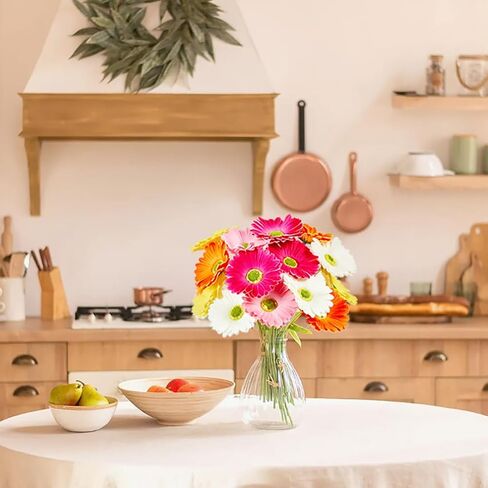 SITUMEIZI 15Pcs Artificial Gerbera Daisies Flowers Fake Daisy Faux Mums Daisy Flower 15 Inch for Home Kitchen Decor (White,Pink,Yellow,Orange,Rose) in Saudi Arabia