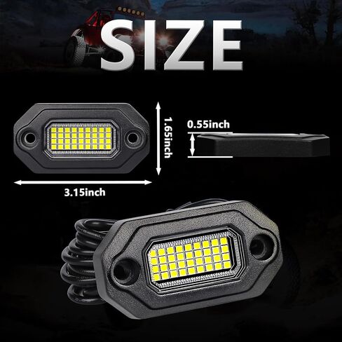 12Pods Pure White LED Rock Lights, Aluminum Housing Rocklights Truck, Each Rock Light Comes with a 15-Foot Extension Cord, for Pickup Trucks SUV UTV ATV RZR Car Boats in Saudi Arabia