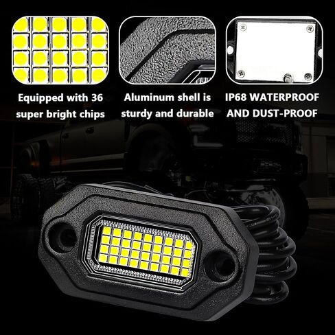 12Pods Pure White LED Rock Lights, Aluminum Housing Rocklights Truck, Each Rock Light Comes with a 15-Foot Extension Cord, for Pickup Trucks SUV UTV ATV RZR Car Boats in Saudi Arabia