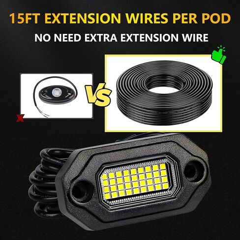12Pods Pure White LED Rock Lights, Aluminum Housing Rocklights Truck, Each Rock Light Comes with a 15-Foot Extension Cord, for Pickup Trucks SUV UTV ATV RZR Car Boats in Saudi Arabia