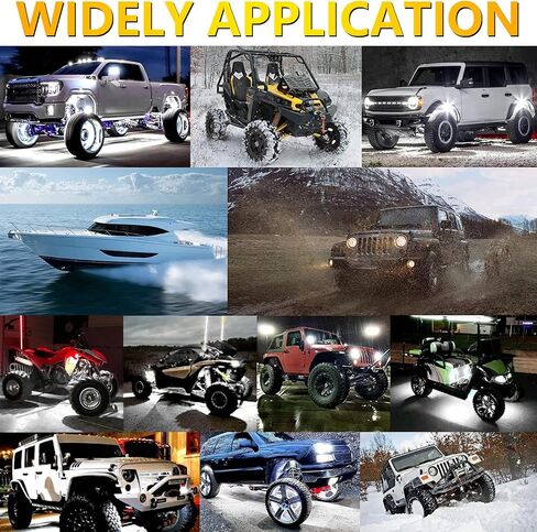 12Pods Pure White LED Rock Lights, Aluminum Housing Rocklights Truck, Each Rock Light Comes with a 15-Foot Extension Cord, for Pickup Trucks SUV UTV ATV RZR Car Boats in Saudi Arabia