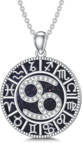 Zodiac Necklace Sterling Silver 12 Zodiac Constellation Necklaces with Blue Sandstone Zodiac Sign Charm Horoscope Astrology Jewelry for Women Men Birthday Gifts in Saudi Arabia