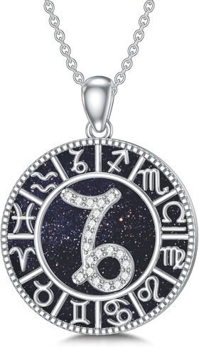Zodiac Necklace Sterling Silver 12 Zodiac Constellation Necklaces with Blue Sandstone Zodiac Sign Charm Horoscope Astrology Jewelry for Women Men Birthday Gifts in Kuwait