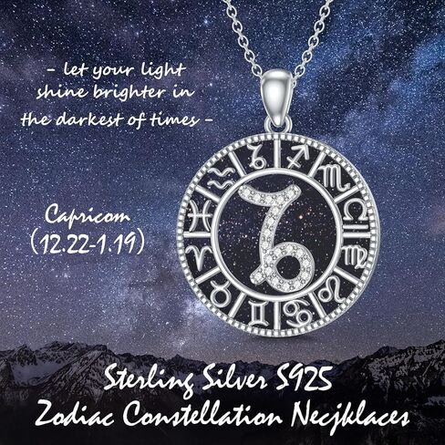 Zodiac Necklace Sterling Silver 12 Zodiac Constellation Necklaces with Blue Sandstone Zodiac Sign Charm Horoscope Astrology Jewelry for Women Men Birthday Gifts in Kuwait