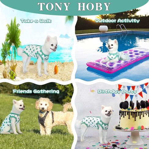 TONY HOBY Summer Dog Pajamas, Dog Sleeveless, Soft Breathable Dog Jumpsuit with Polka Dots (Black, M) in Kuwait