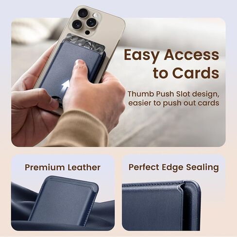 محفظة مغناطيسية أقوى لسلسلة iPhone 16/15/14/13/12 ولحالات Magsafe | N52 MAGNET RFID حظر بطاقة المغناطيسية الجلدية مع مغناطيس قوي | يحمل 3 بطاقات | لون القرنفل in Kuwait