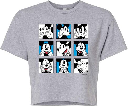 Disney Mickey & Friends - Mickey Grid - Juniors Cropped Cotton Blend T-Shirt in Saudi Arabia