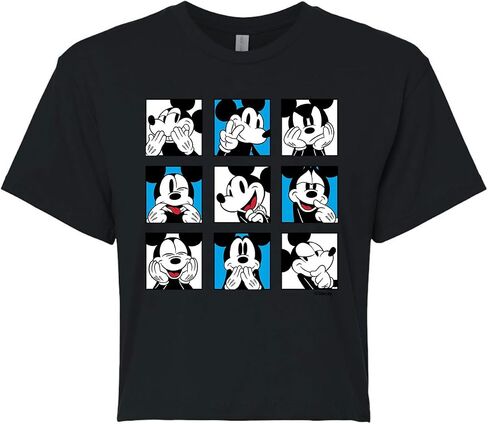 Disney Mickey & Friends - Mickey Grid - Juniors Cropped Cotton Blend T-Shirt in Saudi Arabia