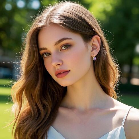 18K Real Gold Plated Birthstone Cut-Oval Leverback Drop Earring for Women Hanging Lever Dangle Earring Oval Synthetic Gemstone CZ Earring Jewelry Birthday Gift for Wife Girlfriend in Saudi Arabia