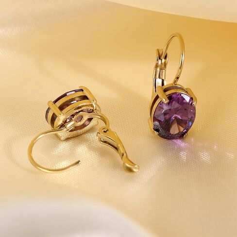 18K Real Gold Plated Birthstone Cut-Oval Leverback Drop Earring for Women Hanging Lever Dangle Earring Oval Synthetic Gemstone CZ Earring Jewelry Birthday Gift for Wife Girlfriend in Saudi Arabia
