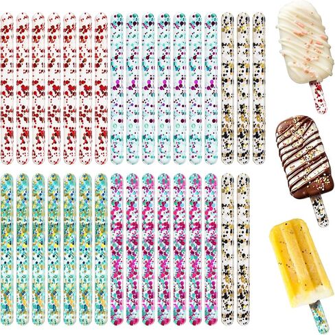 KEHHVCY 36pcs Acrylic Popsicle Sticks Cakesicle Sticks, Large Popsicle Sticks, Popsicle Sticks Reusable and Glitter Popsicle Sticks, Useful Acrylic Ice Cream Sticks Popsicle Stick for Festival Party in Saudi Arabia