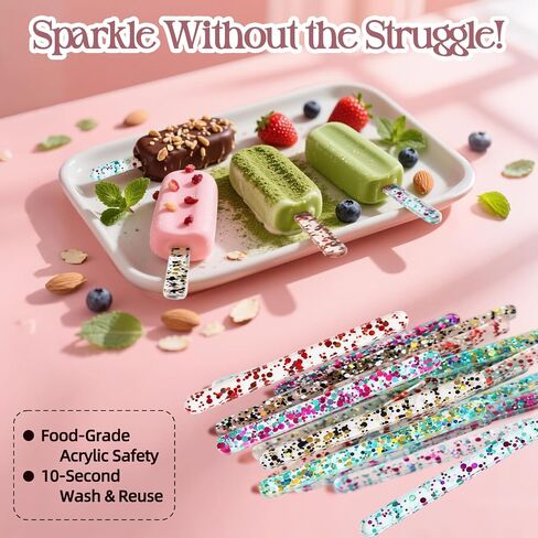 KEHHVCY 36pcs Acrylic Popsicle Sticks Cakesicle Sticks, Large Popsicle Sticks, Popsicle Sticks Reusable and Glitter Popsicle Sticks, Useful Acrylic Ice Cream Sticks Popsicle Stick for Festival Party in Saudi Arabia