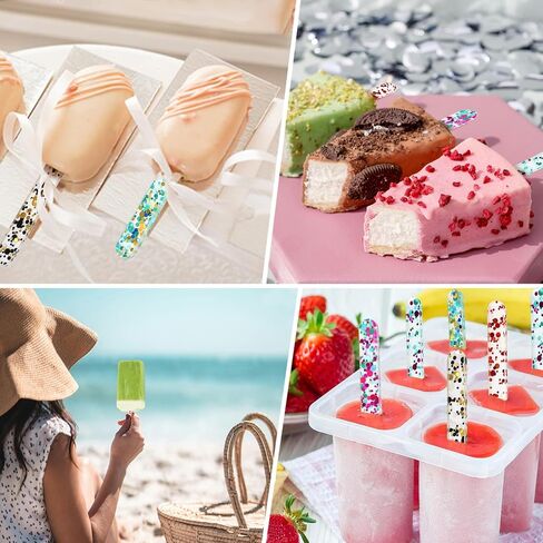 KEHHVCY 36pcs Acrylic Popsicle Sticks Cakesicle Sticks, Large Popsicle Sticks, Popsicle Sticks Reusable and Glitter Popsicle Sticks, Useful Acrylic Ice Cream Sticks Popsicle Stick for Festival Party in Saudi Arabia