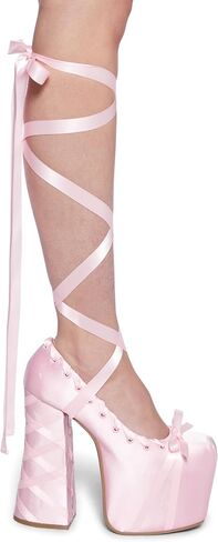 Dolls Kill Sweet Sonata Ballet Wrap Heels by Sugar Thrillz – Satin Platform Heels with Lace-Up Ribbons & Bow in Saudi Arabia
