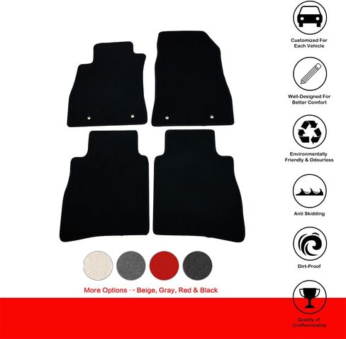 Floor Mats Compatible with 2013-2019 Nissan Sentra, Factory Fitment Floor Mats Carpet Front & Rear Black 4PC Nylon by IKON MOTORSPORTS, 2014 2015 2016 2017 in Saudi Arabia