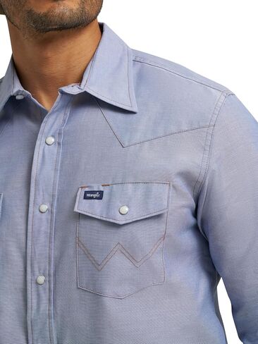 Wrangler Men's Big Cowboy Cut Western Long Sleeve Snap Work Shirt Firm Finish, Light Chambray, 3X-Tall in Saudi Arabia