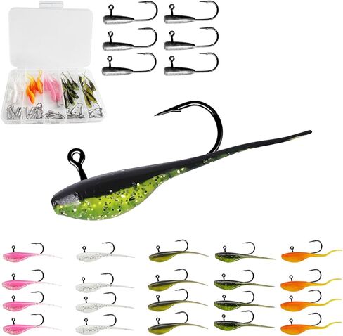 60PCS Tube Baits Fishing Soft Plastic Lures, Tube Jigs Heads Crappie Baits Lures Soft Plastic Swimbaits Ice Fishing Jigs Worms for Bass Trout Lures Freshwater Saltwater Fishing (60pcs) in Saudi Arabia