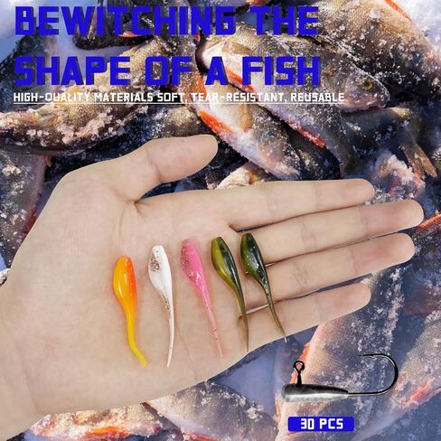 60PCS Tube Baits Fishing Soft Plastic Lures, Tube Jigs Heads Crappie Baits Lures Soft Plastic Swimbaits Ice Fishing Jigs Worms for Bass Trout Lures Freshwater Saltwater Fishing (60pcs) in Saudi Arabia
