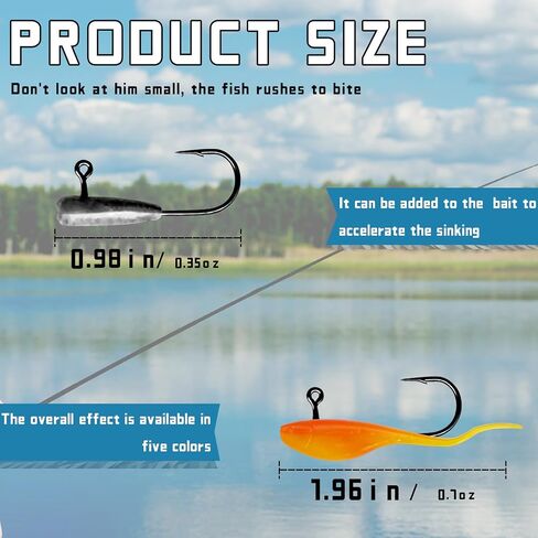 60PCS Tube Baits Fishing Soft Plastic Lures, Tube Jigs Heads Crappie Baits Lures Soft Plastic Swimbaits Ice Fishing Jigs Worms for Bass Trout Lures Freshwater Saltwater Fishing (60pcs) in Saudi Arabia