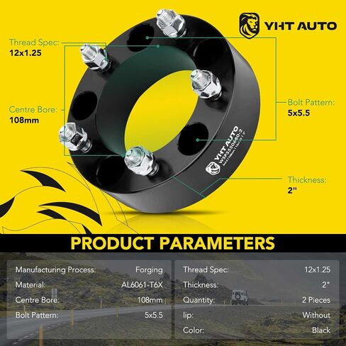 yhtauto 5x5.5 فواصل العجلات 2 بوصة متوافقة مع شيفروليه ، نماذج سوزوكي ، تعقب ، تتبع الجيور ، فواصل إطارات Vitara w/ m12x1.25 و 12.9 ترصيع ، 108 ملم المركز Bore 5 Lug 4pcs Black in Saudi Arabia