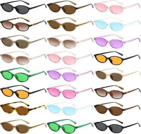 12/24 حزمة Retro Oval Cat Eye Sunglases للنساء Bulk Y2K مصمم عصري الضيق الضيق in Kuwait