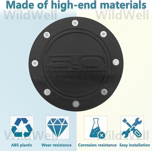 WildWell Gas Tank Cap Cover For 2015-2023 Ford Mustang Gas Cover, Fuel Tank Cap Cover Mustang Accessories Trim Matte Black in Kuwait