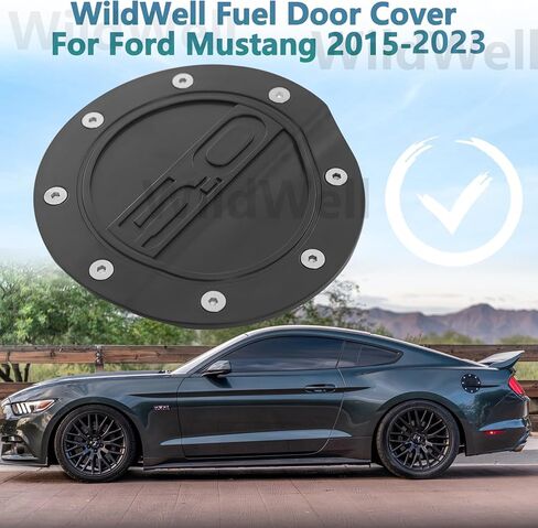 WildWell Gas Tank Cap Cover For 2015-2023 Ford Mustang Gas Cover, Fuel Tank Cap Cover Mustang Accessories Trim Matte Black in Kuwait