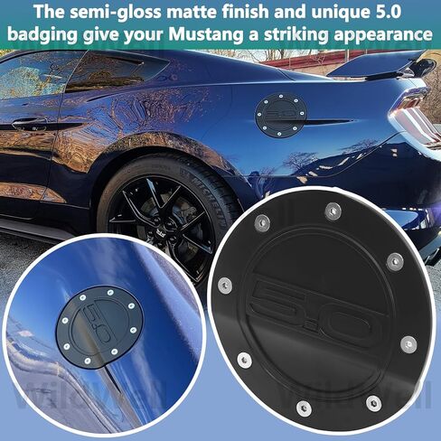 WildWell Gas Tank Cap Cover For 2015-2023 Ford Mustang Gas Cover, Fuel Tank Cap Cover Mustang Accessories Trim Matte Black in Kuwait