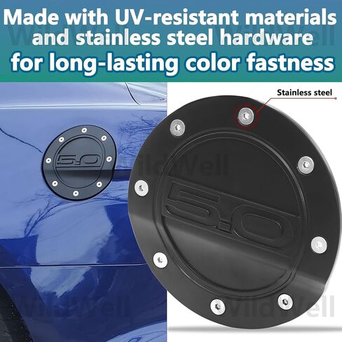WildWell Gas Tank Cap Cover For 2015-2023 Ford Mustang Gas Cover, Fuel Tank Cap Cover Mustang Accessories Trim Matte Black in Kuwait