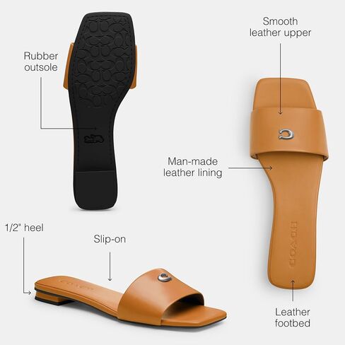 Coach Women’s Sculpted C Flat Sandal Platform ، الفحم/الأسود ، 6 in Saudi Arabia
