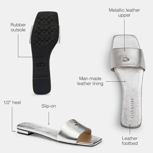 Coach Women’s Sculpted C Flat Sandal Platform ، الفحم/الأسود ، 6 in Saudi Arabia