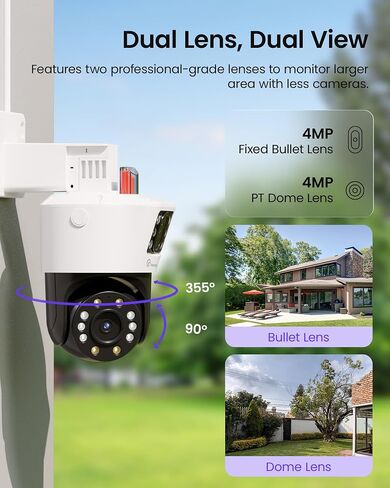 5MP CCTV Security Camera System, 4pcs Pan & Tilt Wired PoE IP Cameras Set for Indoor Outdoor, AI Person/Pet/Vehicle Detection, Color Night Vision, 4K 8CH NVR 2TB HDD Included, Plug & Play in Kuwait