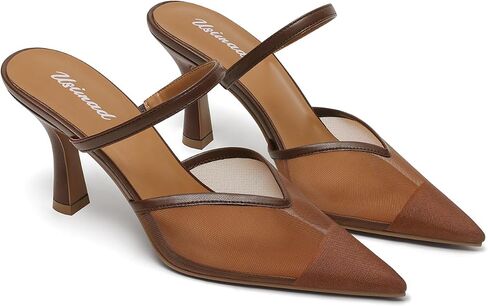 USIMAD Women’s Mesh Mule Heels Slip On Heeled Sandals with Memory Foam Insole Pointy Toe Arch Support in Saudi Arabia