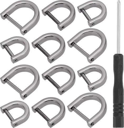 GorgeCraft 1 Box 3 أحجام 12pcs الذهب D-Rings شكل حدوة الحصان D حلقة U شكل U في تقثير نصف دائرة المعادن D حلقات محفظة جلود محفظة مع مفك البراغي الصغيرة للمحافظات كرافة حقيبة كروس in Saudi Arabia