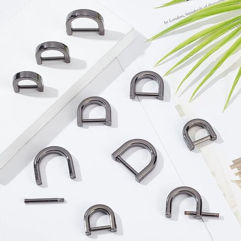 GorgeCraft 1 Box 3 أحجام 12pcs الذهب D-Rings شكل حدوة الحصان D حلقة U شكل U في تقثير نصف دائرة المعادن D حلقات محفظة جلود محفظة مع مفك البراغي الصغيرة للمحافظات كرافة حقيبة كروس in Saudi Arabia