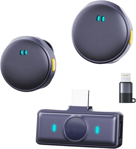 Wireless Lavalier Microphone, Dual Lapel Mics, Lightning Plug & Play, 150ft Range, Android Compatible in Saudi Arabia