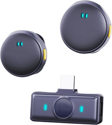 Wireless Lavalier Microphone, Dual Lapel Mics, Lightning Plug & Play, 150ft Range, Android Compatible in Saudi Arabia