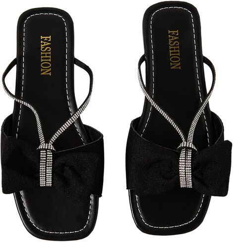 GORGLITTER Women's Bow Flats Sandals Dress Strappy Open Toe Summer Slides Sandal in Saudi Arabia