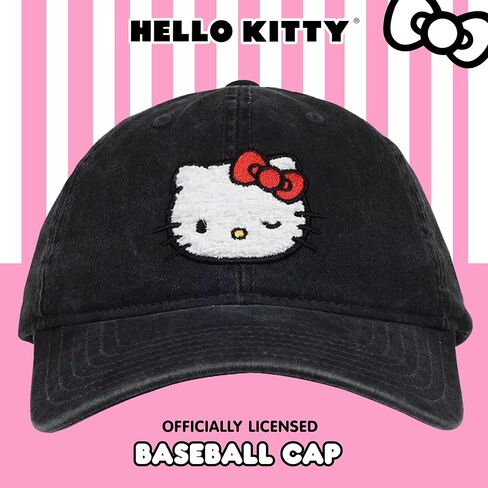 Concept One Hello Kitty Baseball Cap, Adjustable Cotton Dad Hat with Curved Brim, Chenille Patch in Saudi Arabia
