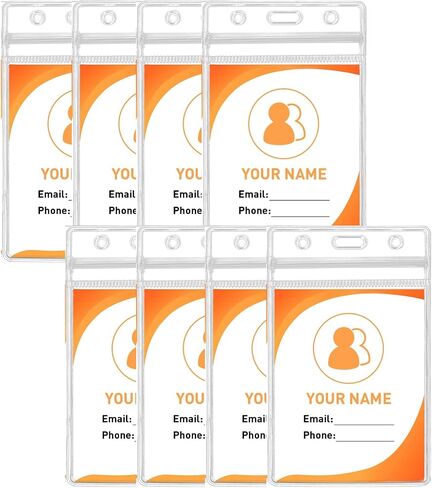 16 Pack Badge Holder, Vertical Duty ID Holder, Waterproof Clear Resealable Plastic id Badge Holder for Name Tags, Work Badges Fits Lanyards, Proximity & Credit Cards in Kuwait
